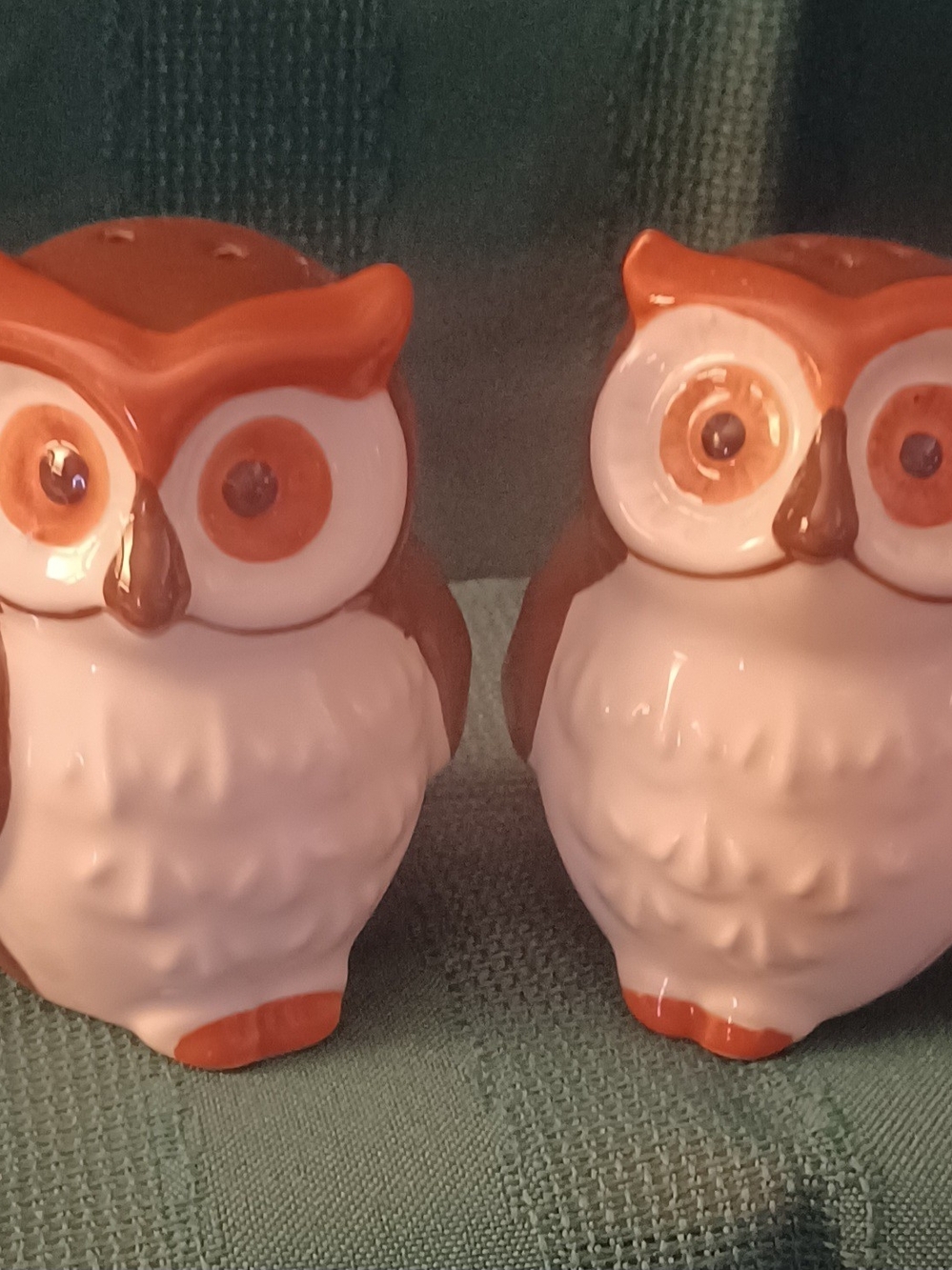 Ceramic Owl Salt and Pepper Shaker Set - White and Brown